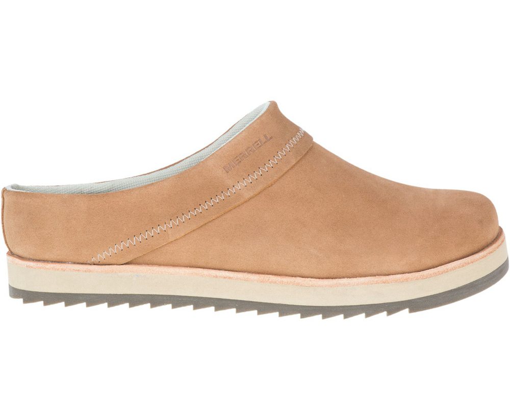 Merrell Slip Ons Khaki - Juno Clog Suede - Womens 62AWEQIHC